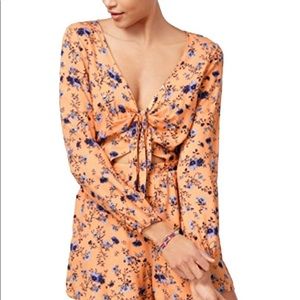 American Rag Floral Tie Front Cut Out Romper NWOT
